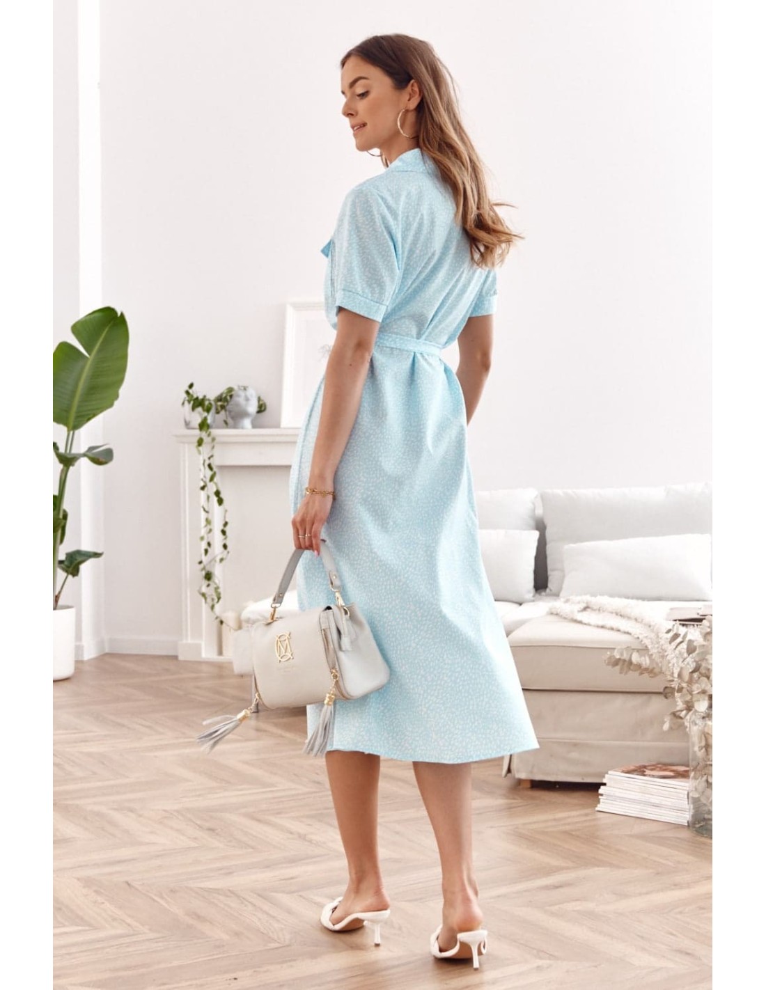 Light blue button-up shirt dress 07000 - Online store - Boutique